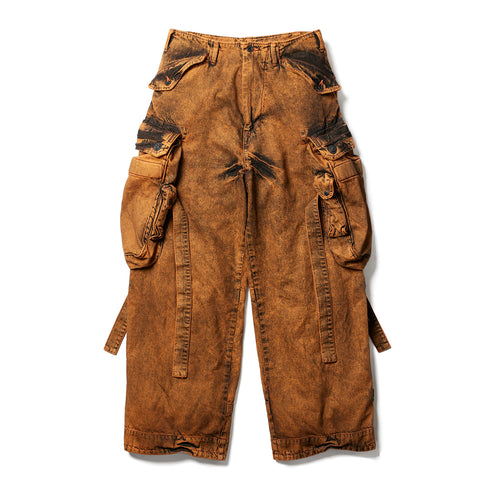 JULIUS 077PAM1 Orange / Gasmask Cargo Pants